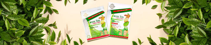 Experience Targeted Pain Relief with Fei Fah Green Tea Plas Plus + 5ml Ginger Oil Analgesic Plasters